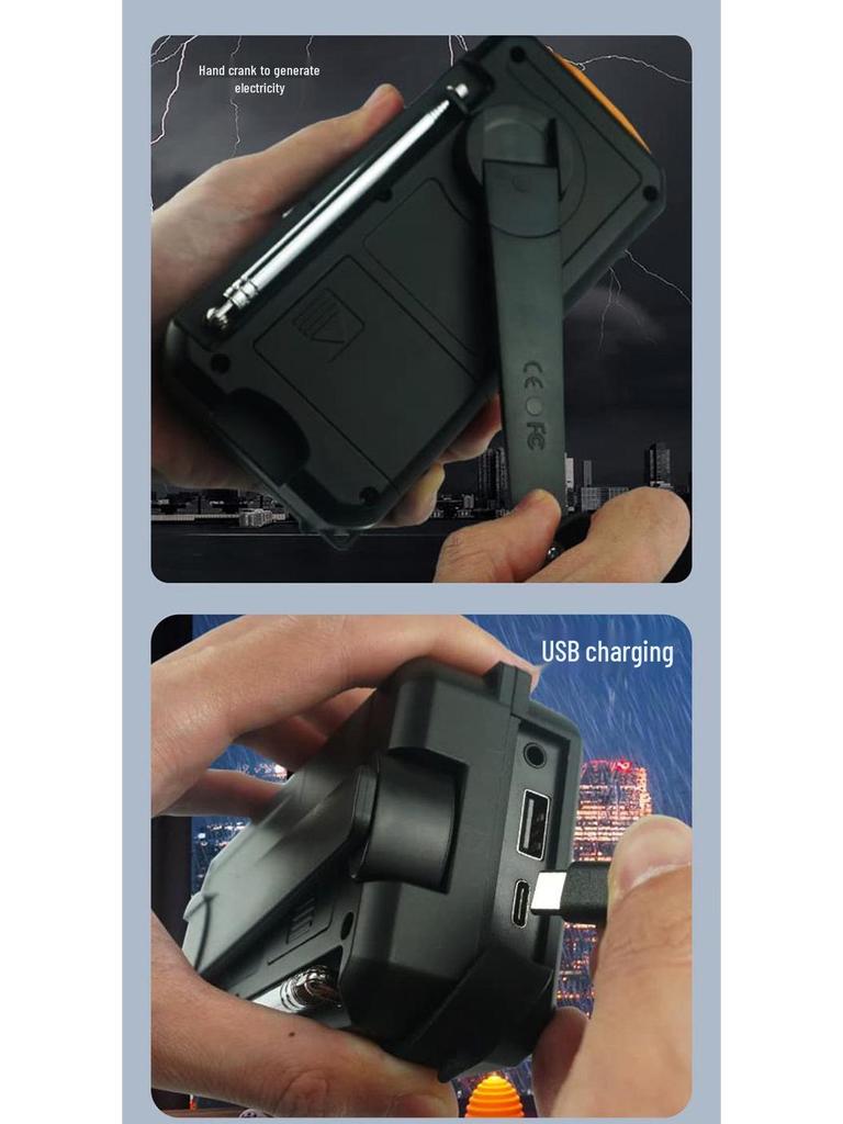 Уличное аварийное солнечное радио с ручным заводом и многофункциональный фонарик-пауэрбанк