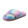 Women's Cotton Slippers Multi-color Plush Fluffy Home Fashion Leak Toe Indoor Cotton Shoes Size 36-43