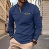 Men's Spring and Autumn Men's Stand-up Collar Polo Shirt Casual Sports Long-sleeved Henley Shirt