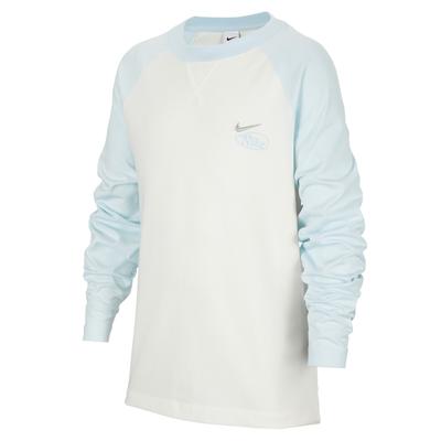 Dri-Fit Круглый вырез Повседневный Длинный рукав Быстросохнущая футболка Детские топы Sail-White Glacier-Blue HQ4742-134
