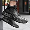 Genuine Leather Boots Retro Style Basic Boots Men Casual Warm Snow Sneakers Non-slip Walking Shoes All-match Mens Black Boots