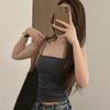 Women Vest Padded Pleated Slim Fit Solid Color Elastic Summer Camis Tank Top Lady Bottoming Inner