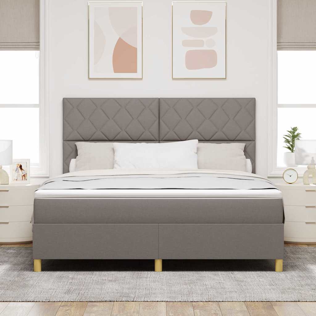 Box Spring Bed with Headboard Taupe 180 x 200 cm Fabric