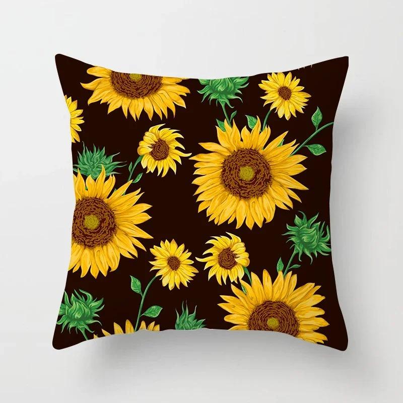 Office Living Room Home Pillowcase Sunflower Print Pattern Pillowcase Car Ornaments