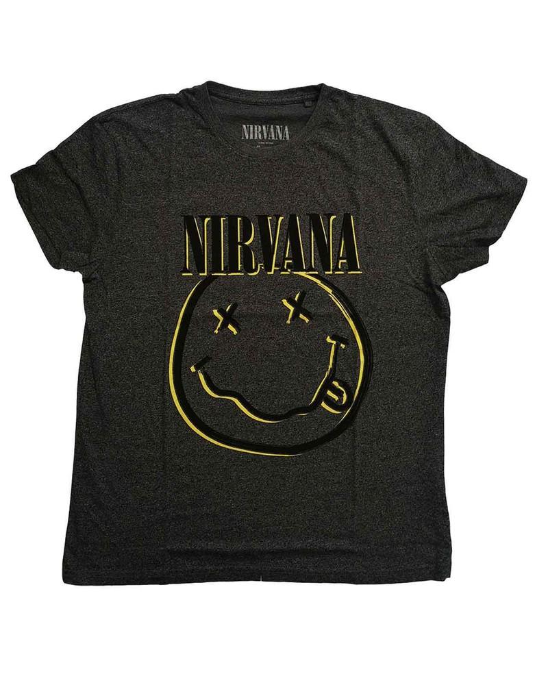 26 футболка Nirvana Перевернутая улыбка Логотип группы новая Официальная полосатая Унисекс футболка