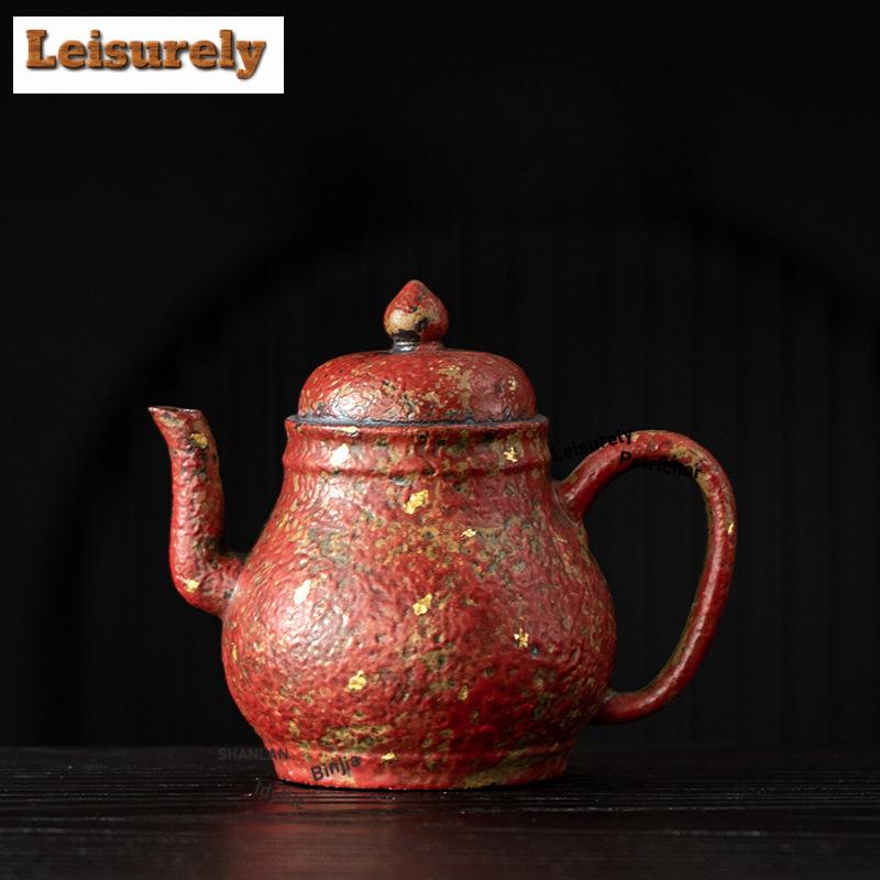 150ML Red Mountain Gold Sprinkle Teapot Traditional Tea Infuser Pot Tea Maker Kettle With Ball Hole Teaset Ornaments Accessories