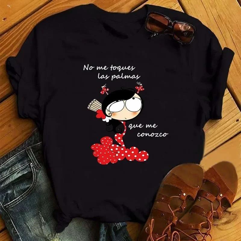 Unisex T Shirt Flaunisexgo Dance Cartoon Girl Printed Shirts Fashion Oneck Femme Tshirts Cute Tops Tees Unisex Aesthetic Clothes