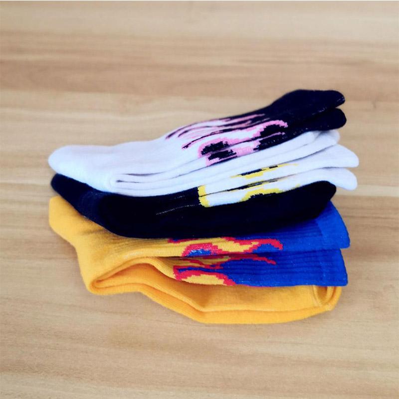 Хип skarpetki хоп носки пламя скейтборд мужчины harajuku смешные носки женщины Носок хлопок