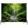 2D planar banner, 1 piece of lush green forest waterfall scenery background fabric - dreamy photography background