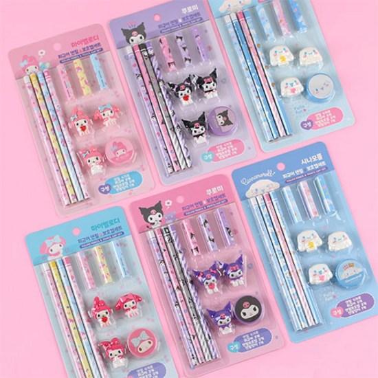 Sanrio Kuromi Figure Pencil & Protective Cap Set, Random, 1 Set, a Popular Character In Korea
