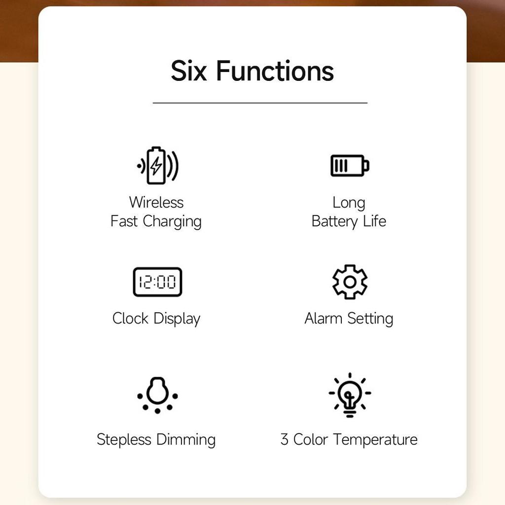 Беспроводное зарядное устройство, ночник, 3 цветовая температура с часами, беспроводная быстрая зарядка, прикроватный светильник для Iphone/Android