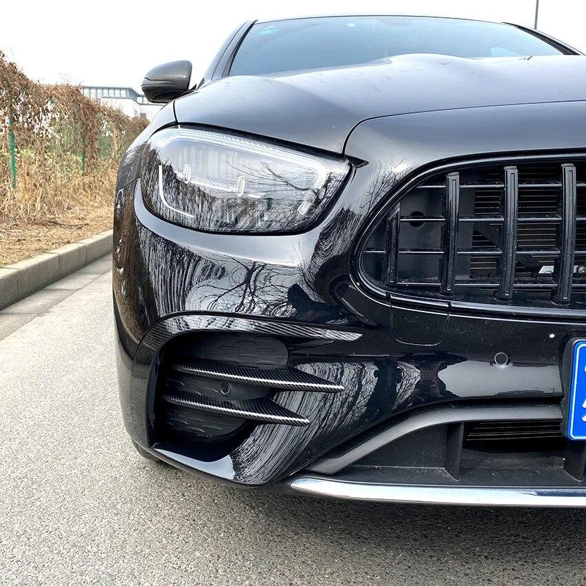 Front Bumper Canards Fog Light Cover Trim Sticker Splitter For Mercedes Benz E Class W213 E260 E300 E53 AMG Car Accessories