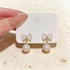 New bowknot imitation pearl ear studs, temperament daily exquisite earrings, women's niche sweet design versatile ear accessories