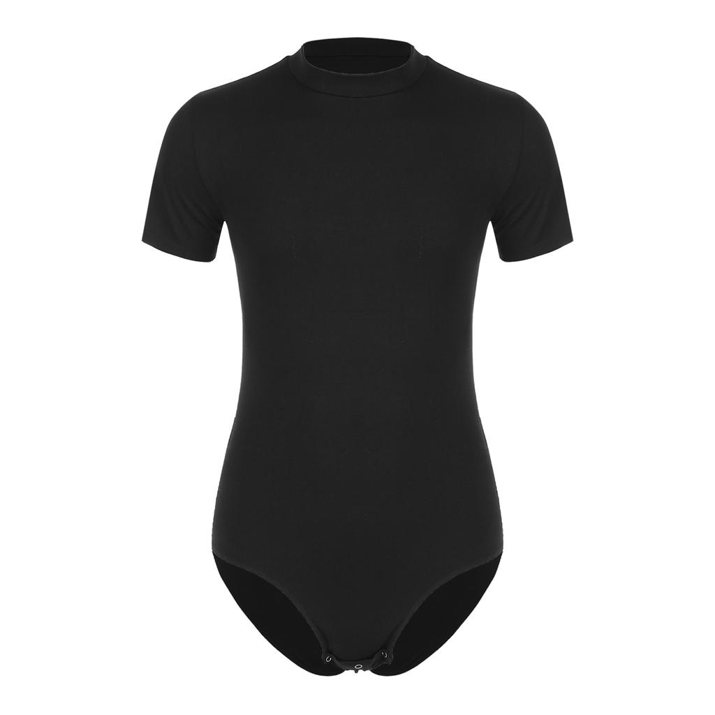 Мужской трико с коротким рукавом и круглым вырезом, майка, повседневный однотонный боди, обтягивающий комбинезон