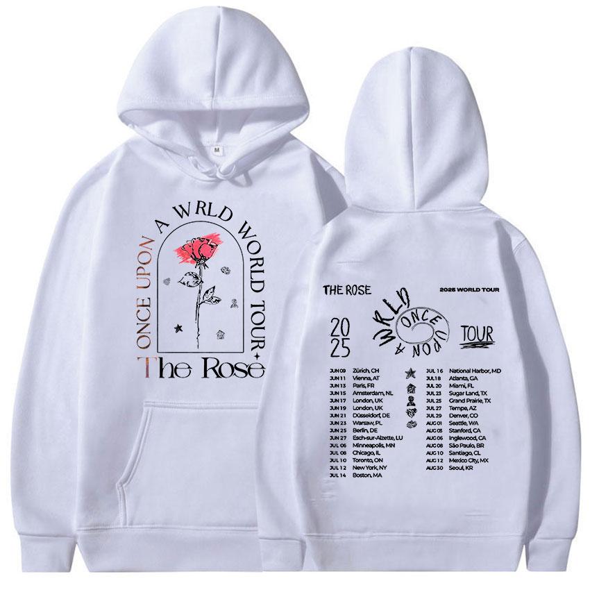 Худи с принтом The Rose Once Upon AWRLD World Tour 2025 Мужское Женское Хип-хоп K-pop Флисовый Пуловер Толстовки Подарок для Фанатов Streetwear