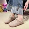 Туфли Doudou женские 2025 зима новые бархатные туфли-лодочки на плоской подошве, теплые хлопковые туфли-хлебцы, повседневные пушистые женские туфли