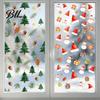 Christmas Bell Glass Sticker Static Window Cling, Xmas Tree Snowman Santa Hat Sticker, Removable Reusable Decoration Decal for Holiday Party