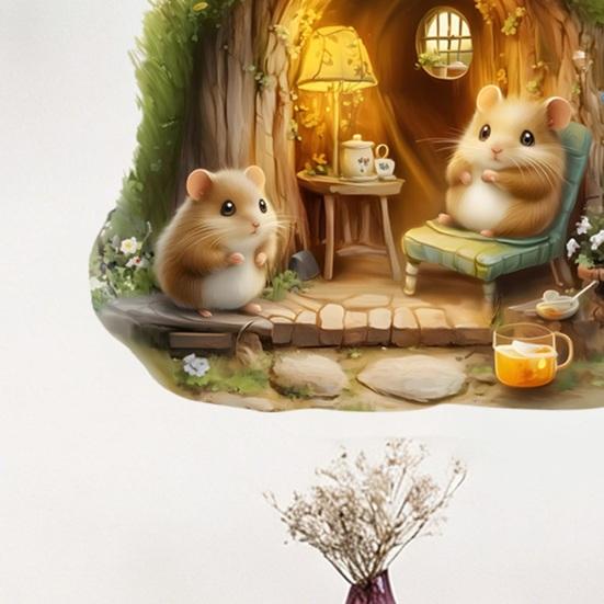 3D-эффект Норка хомяка Наклейки на стену Милый хомяк Наклейка Съемные Наклей и Наклей Арт-панно для Ноутбуков Машин Стены Спальни Кухни Декор