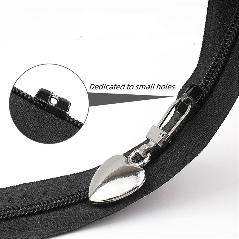 5PCS Sewing Zippers Puller Head Heart Shape Detachable Metal Zipper Slider Repair Kits for Bags Backpack Coat Zipper Pull Tab