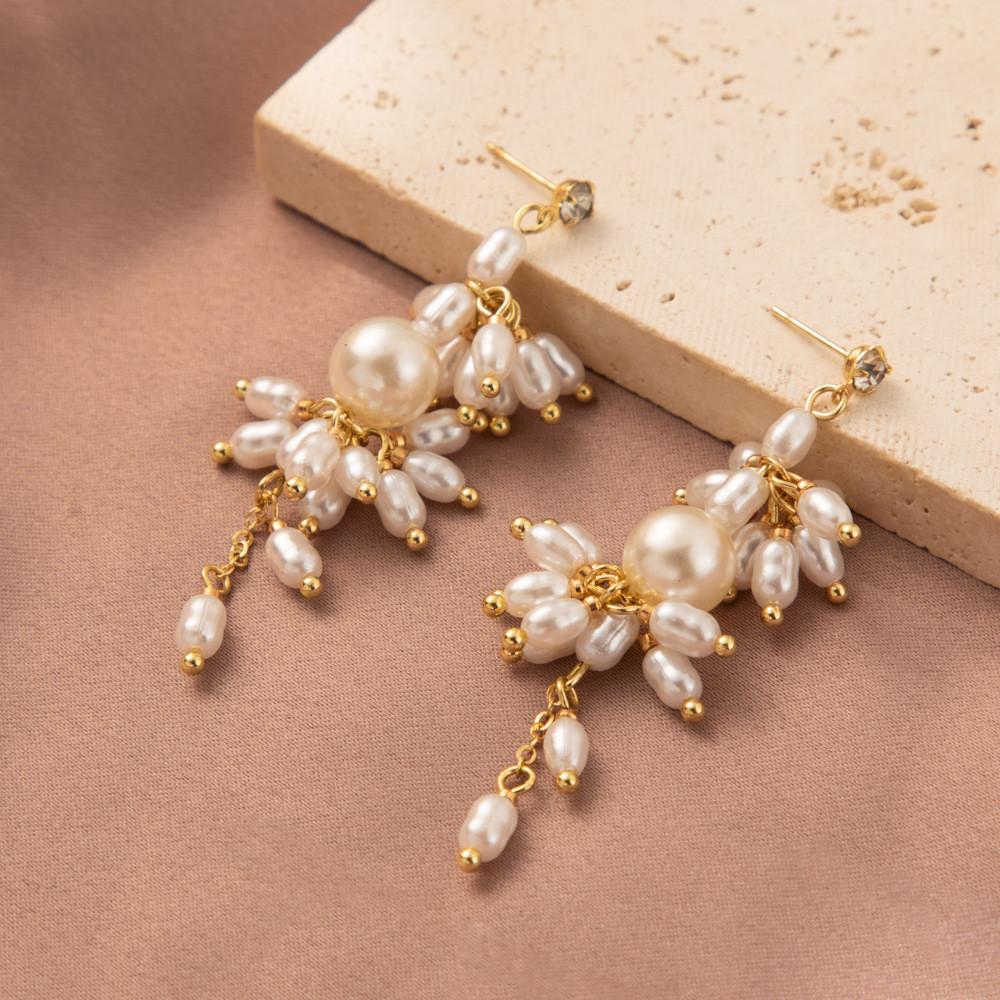 Fashionable 2023 Gold Plated Geometric Tassel Earrings With Pearl For Women