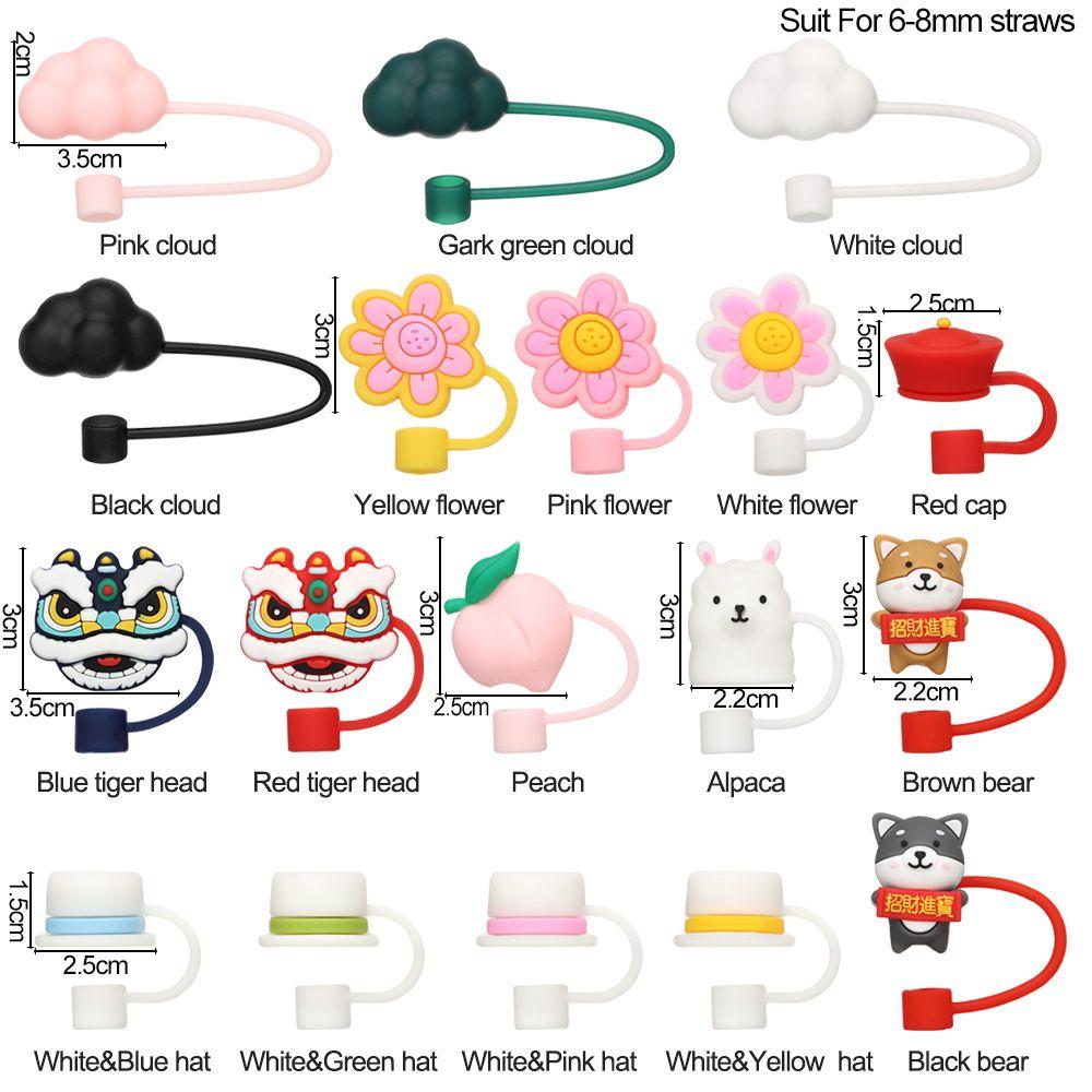 Sealing Lids Drinkware Accessories Cartoon Straws Plugs Silicone Dust-Proof Cap Pipette Tip Cover