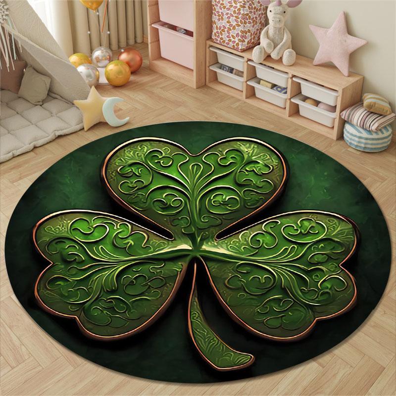 Handmade Style Round Moon Multicolor Rug Mat, Non-Slip Floor Mat for Entryway