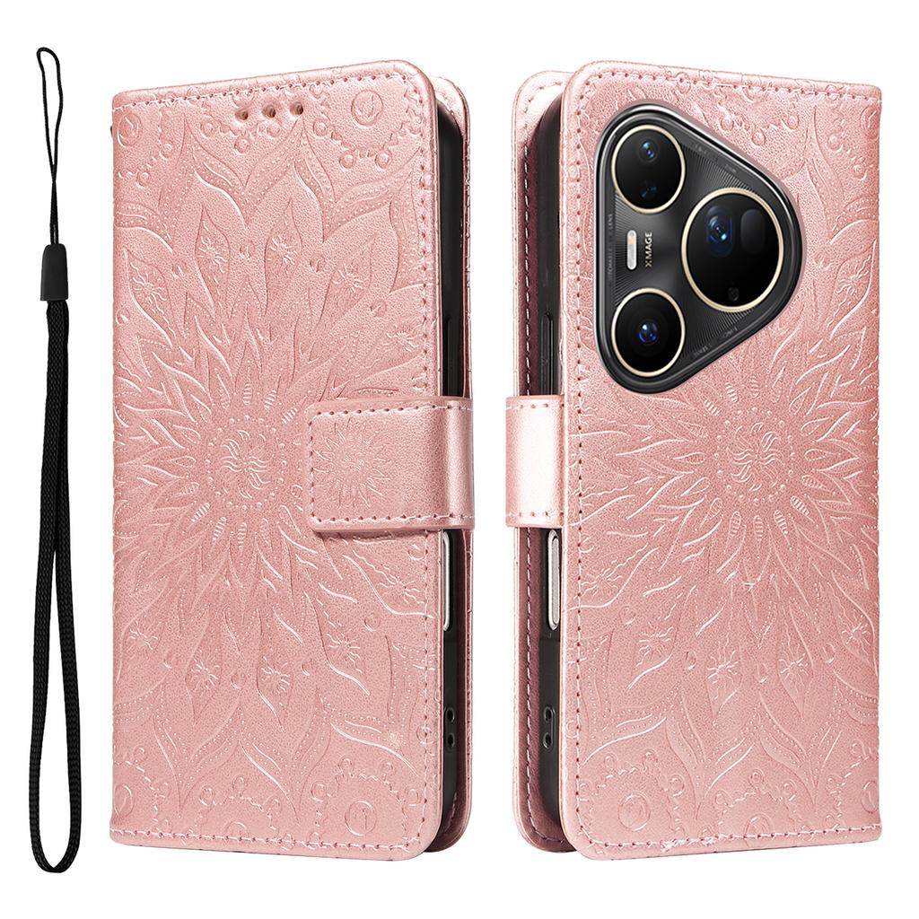 For Huawei Pura 80 Ultra Leather Wallet Case Sunflower Imprinted Phone Cover