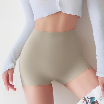 Бесшовные женские спортивные шорты с высокой талией, утягивающие живот, бедра, защитные трусы, утягивающее нижнее белье, трусы-боксеры из ледяного шелка