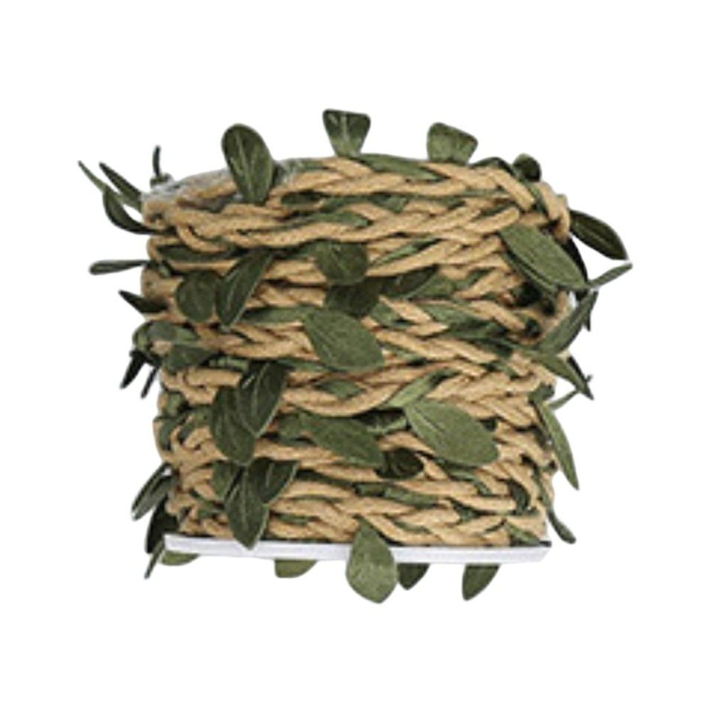 10M/Roll Boho Style Burlap Leaf Ribbon Natural Jute Rope Vine Simulation Vine Gift Decoration