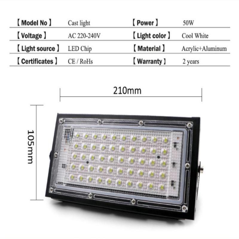 Led Floodlight 50w 220v Outdoor Waterproof Energy Conservation Yard Football Garden Light