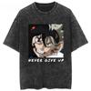 2026 Black Clover Washed Vintage Tshirt Street Hiphop Anime Casual Cotton Summer Short Sleeve