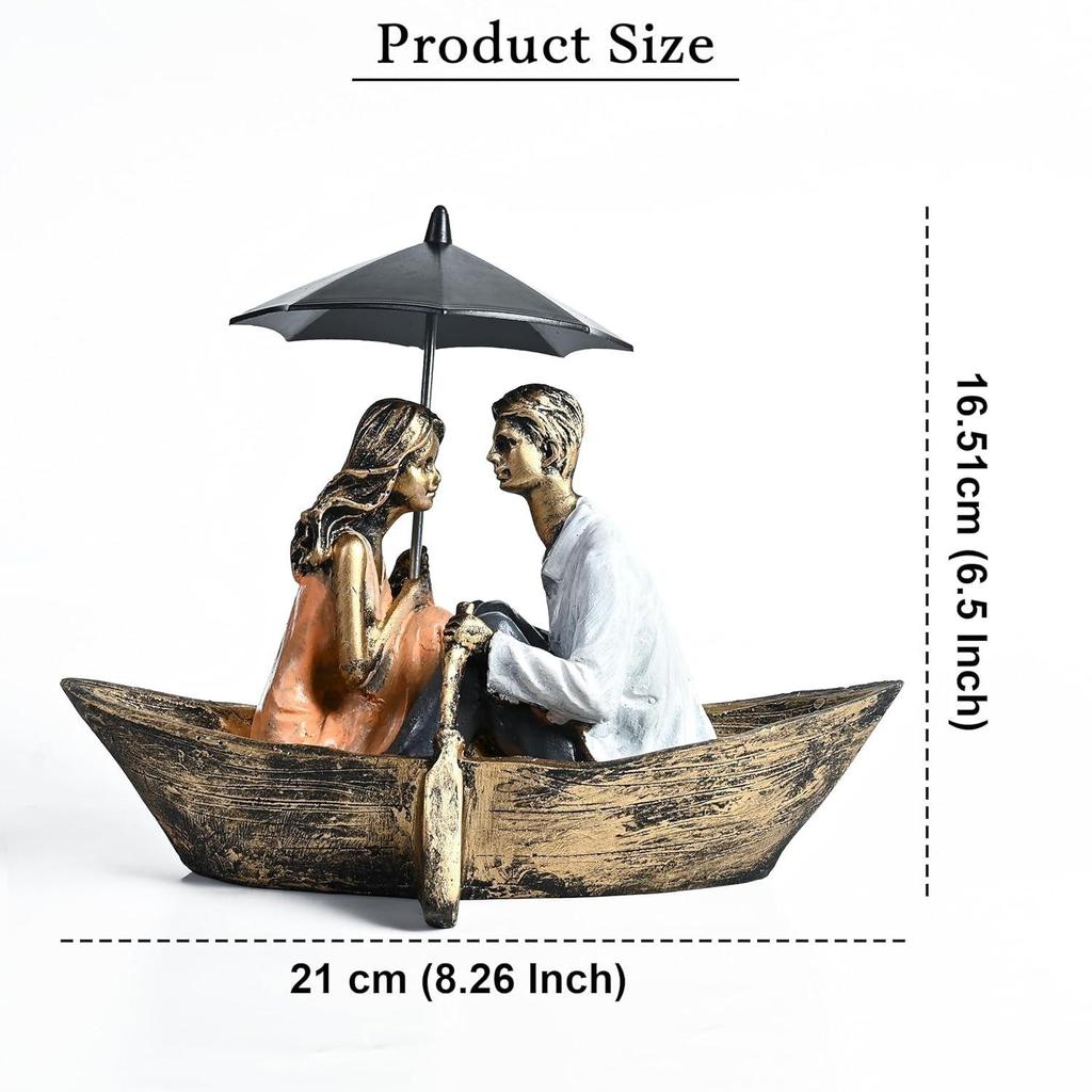 Романтическая статуэтка «Пара на лодке» | Идеально подходит для домашнего декора | Идеальный подарок на День святого Валентина, дни рождения, годовщины | Красный