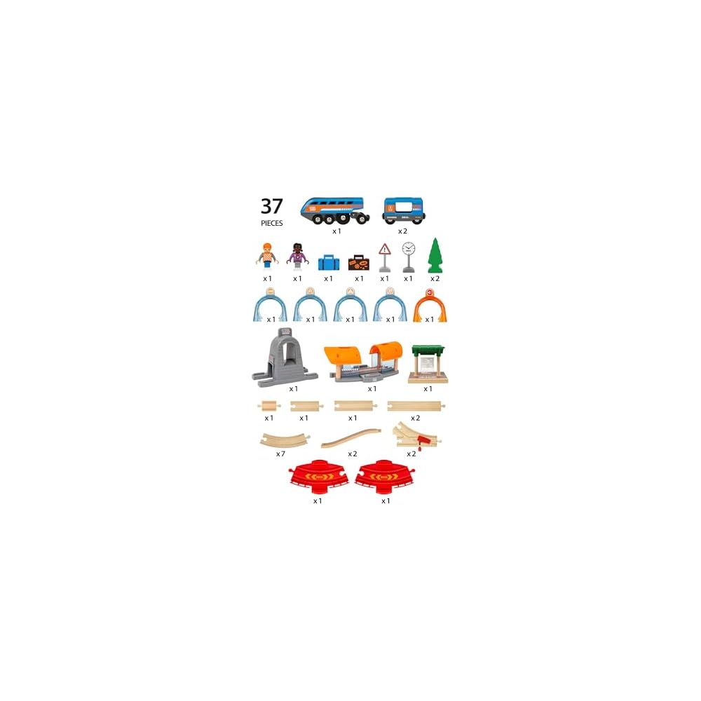 Brio Smart Tech Звуковой Набор DX 37 Деталей Деревянный Игровой Набор Поездов для Детей от 3 Лет