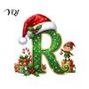 Santa Hat Letter Ornament Personalized 26 Alphabet Christmas with Elf Design, Acrylic Holiday Mantel Hanging Decor for Tree And Party Decorations