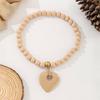 Beaded Wooden Summer Necklace Women Stretch Chain Geometric Pendant Decoration