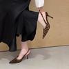 Pointed High Heels Women's 2025 New Niche Single Shoes Leopard Print Temperament French Bag Head Sandals Cool Slippers Women's Shoes