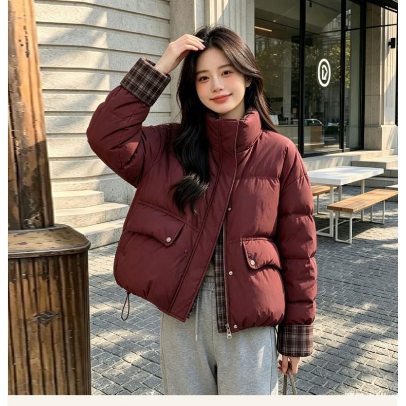 Womens Short Down Jacket Winter Warm Puffer Coat 2026 Lightweight Thick Hoodless Outerwear Office Commute