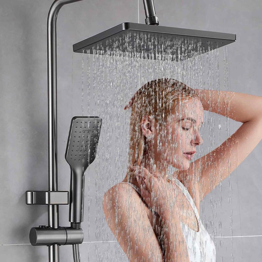 Bathroom Stainless Shower Full Set 3 Fashion Bathtub Shower System Pressed Shower Sets Thermostatic Self-cleaning Shower Faucet