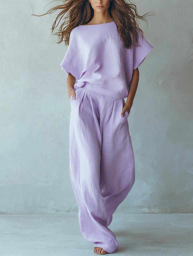 Summer European Style Casual Set Women Loose Fit Slimming Two Piece