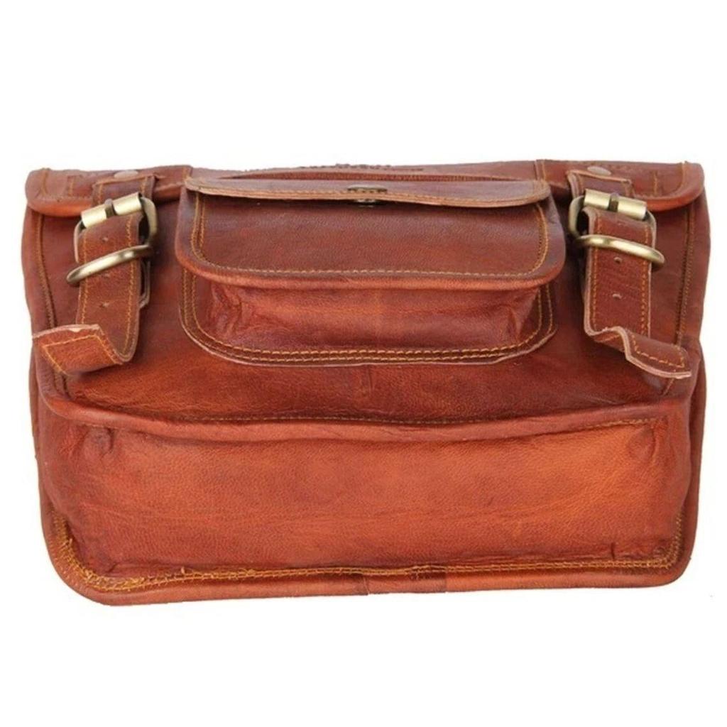 2 Side Pouch Motorcycle Brown Leather Saddle Panniers Saddlebags Bag New Handmade