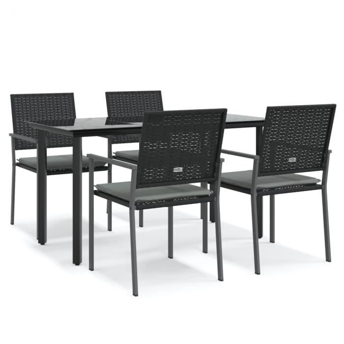 VidaXL Garden Dining Set 5 Pcs Cushions Woven Resin Steel 3187021