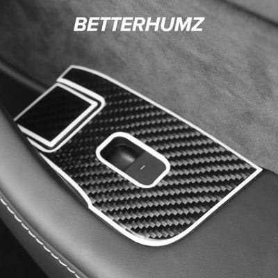 Для Tesla Model 3 Y-2022 углеродное волокно, переключатель стеклоподъемника автомобиля, панель, накладка, наклейки, тюнинг салона автомобиля