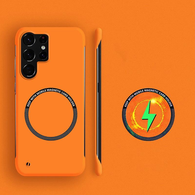 Тонкий безрамочный магнитный чехол Magsafe для Samsung Galaxy S23 Ultra S22 S24 Ultra Coque, роскошный жесткий чехол с беспроводной зарядкой