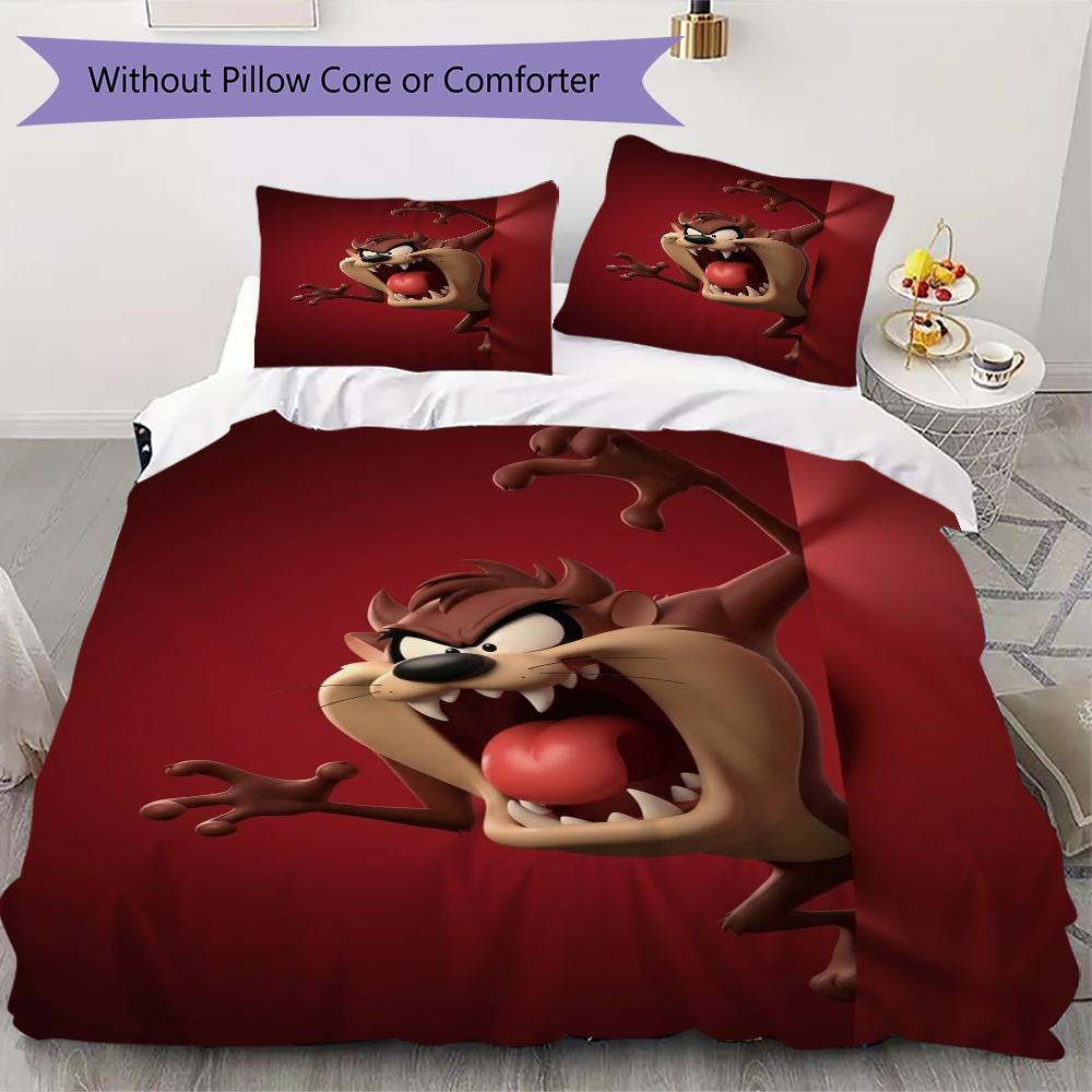 Tazmanian Devil Pattern Bedding uilt Set uilt Cover Pillowcase Home Decoration Birthday Gift (1 * duvet cover + 2 * pillowcase without core)