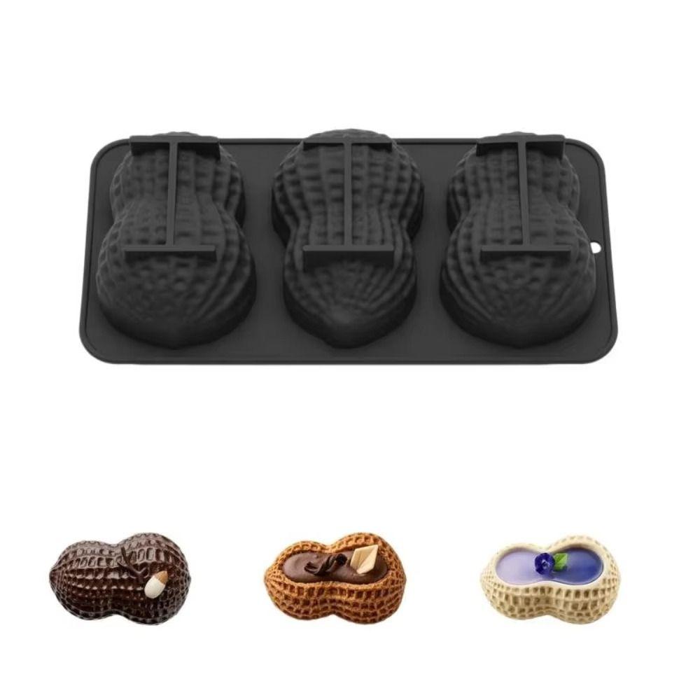 High Temperature Resistant Peanut Silicone Mold 3 Cavities Dessert Making Mold Party Dessert