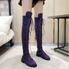 Lace-up Elegant with Low Heels Round Toe Thigh High Boots for Women Autumn Winter Gothic Biker Above Over The Knee Shoes Woman