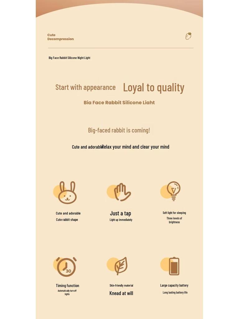 Big Face Rabbit Night Light - Bedside Atmosphere and Sleep Lamp