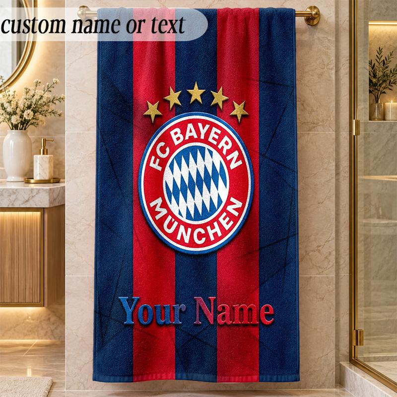 Beach TowelBayern Munich Custom Name Text Personalized Soft Towel for Beach Pool Indoor Home Decor Gift