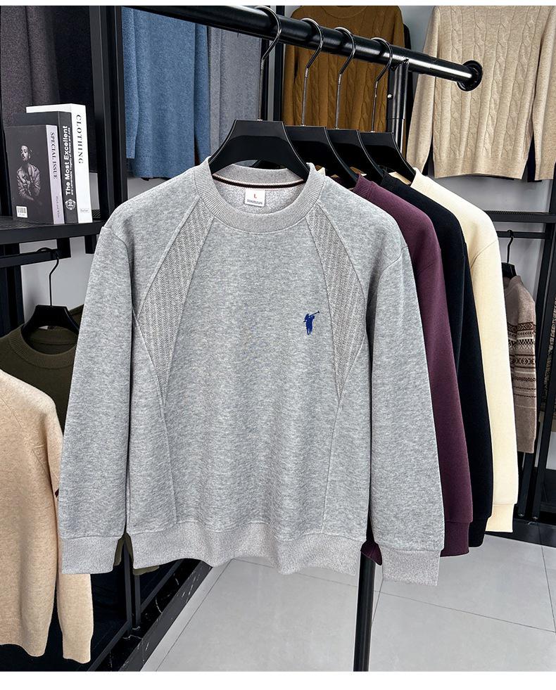 Мужская осенняя толстовка 2025 года из длинноволокнистого хлопка с опущенными плечами - Модный свободный крой, длинный рукав