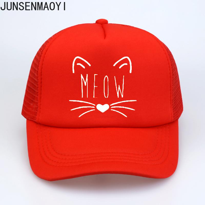 Meow print dad hat Unisex Women summer Baseball Caps Trucker Hat ForUnisex Mesh Adjustable Size snapback cap Parentchild Sun Hat